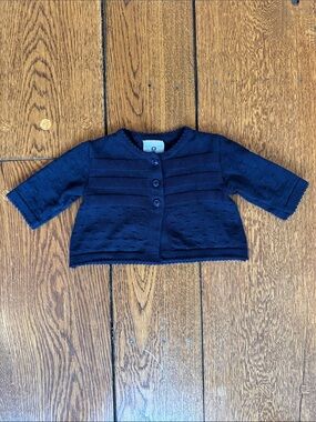 Florence Eiseman Navy Knit Baby Cardigan 9 mos